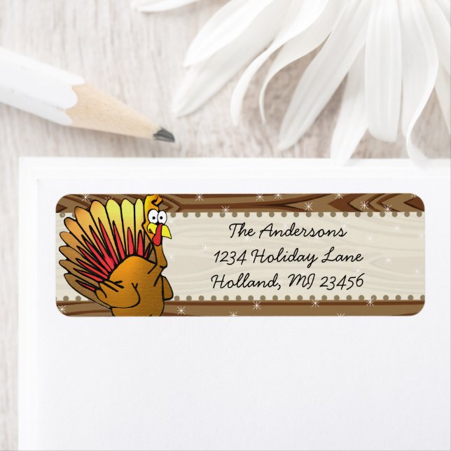 Funny Cute Turkey Thanksgiving Retrun Adress Returadress Etikett (Insitu)