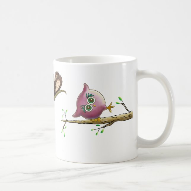Funny Cute Uggla Bild Kaffemugg (Höger)