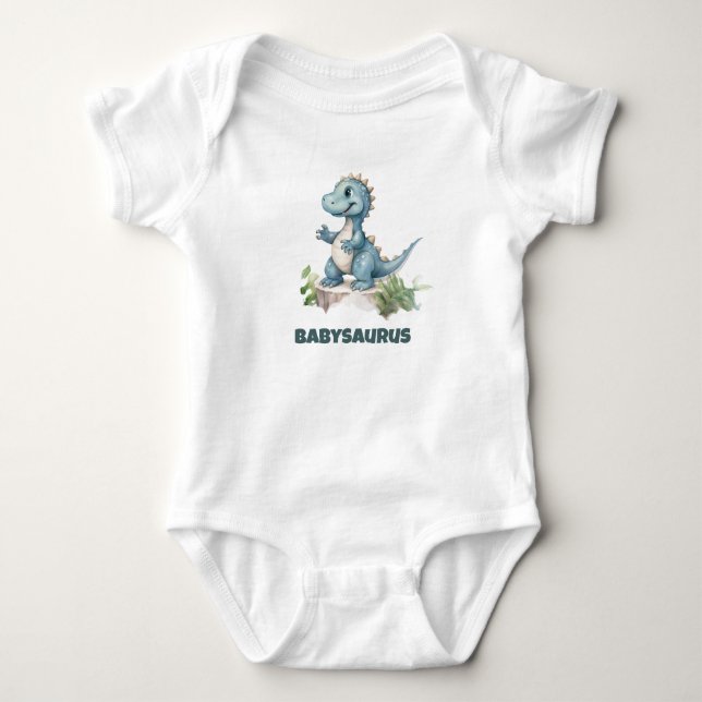 Funny Cute Watercolor Dinosaur-Personlig T Shirt (Framsida)