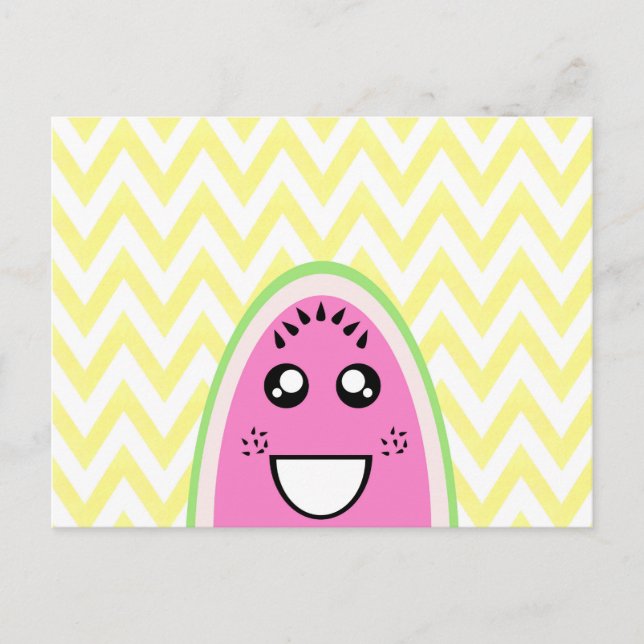 Funny Cute Watermelon Ansikte Vykort (Framsida)