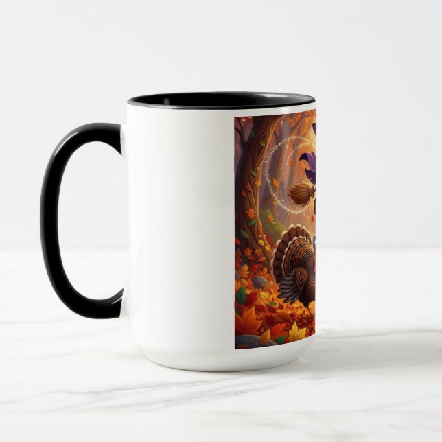Funny Cute Whimsical Halloween Thanksgiving Mugg (Vänster)