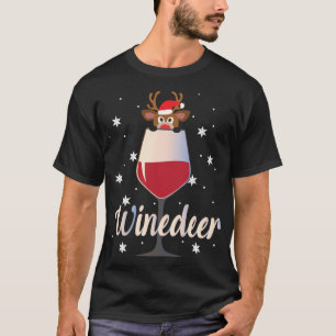 Funny Cute Winedeer Reindeer Vin Drinker Christma T Shirt