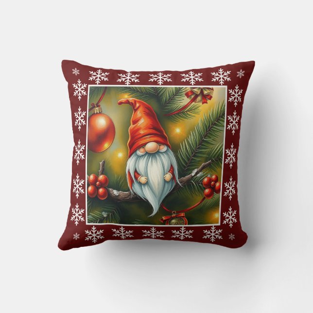 Funny Cute Winter Whimsical Scandinavian Gnome Kudde (Baksida)