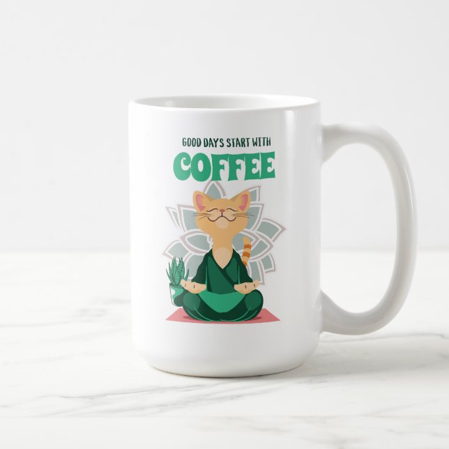 Funny Cute Yoga Cat Coffee Mugg, Cat Lovers Mugg (Höger)