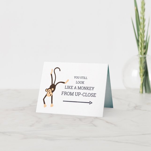 Funny Cute You Monkey Business Kostym 21:a födelse Kort (Framsida)