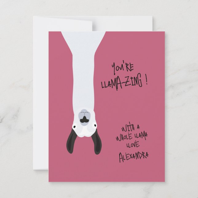 Funny Cute “You’re Llama-zing!” Llama Pun  Anteckningskort (Baksida)