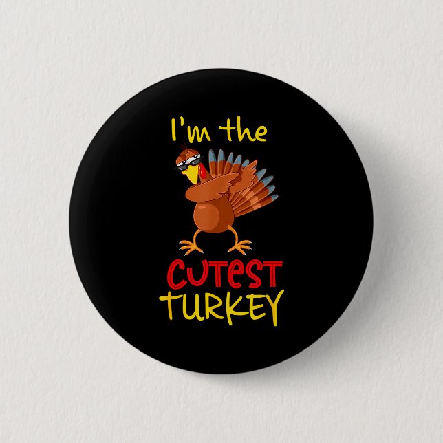 Funny Cutest Turkey Matching Family Group Thanksgi Knapp (Framsida)