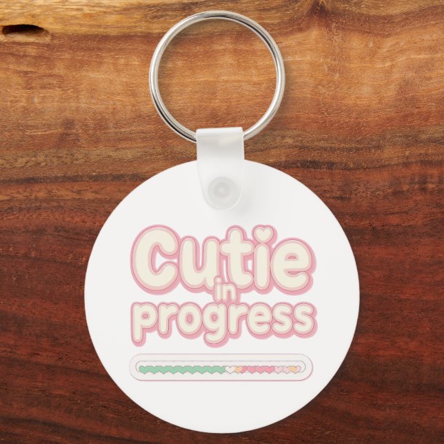 Funny "Cutie in Progress" Loading Bar Nyckelring (Framsida)