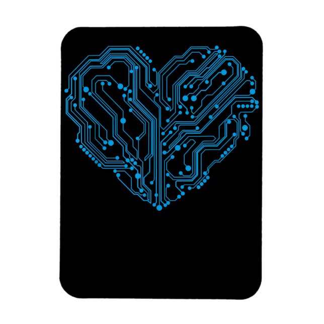 Funny Cyber Circuit Heart Valentines day Ingenjör Magnet (Vertikal)