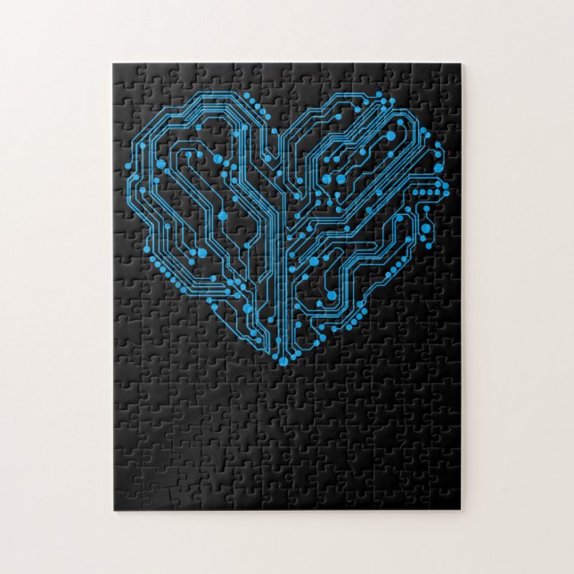 Funny Cyber Circuit Heart Valentines day Ingenjör Pussel (Vertikal)
