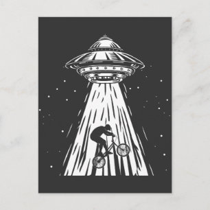Funny Cycling bmx Alien Ufo Biker Abduction Vykort