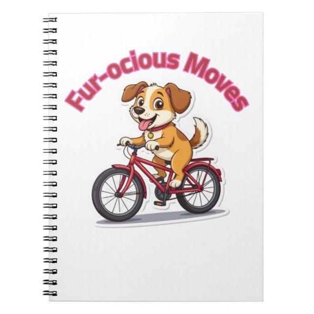 **Funny Cycling Dog – Cute Dog Riding a Bicycle Il Anteckningsbok (Framsidan)