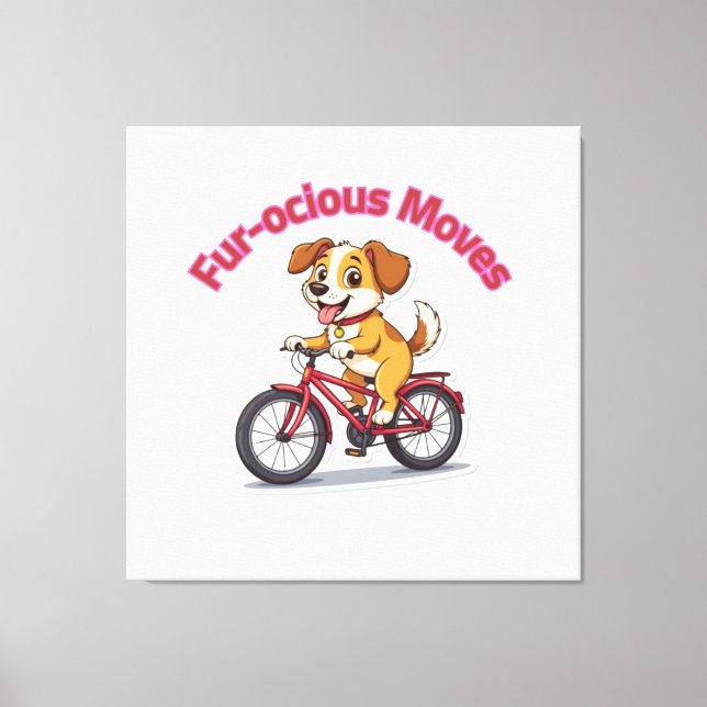 **Funny Cycling Dog – Cute Dog Riding a Bicycle Il Canvastryck (Framsida)