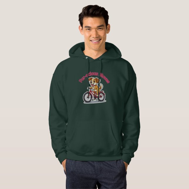 **Funny Cycling Dog – Cute Dog Riding a Bicycle Il Hoodie (Hel framsida)