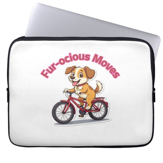 **Funny Cycling Dog – Cute Dog Riding a Bicycle Il Laptop Fodral (Framsidan)