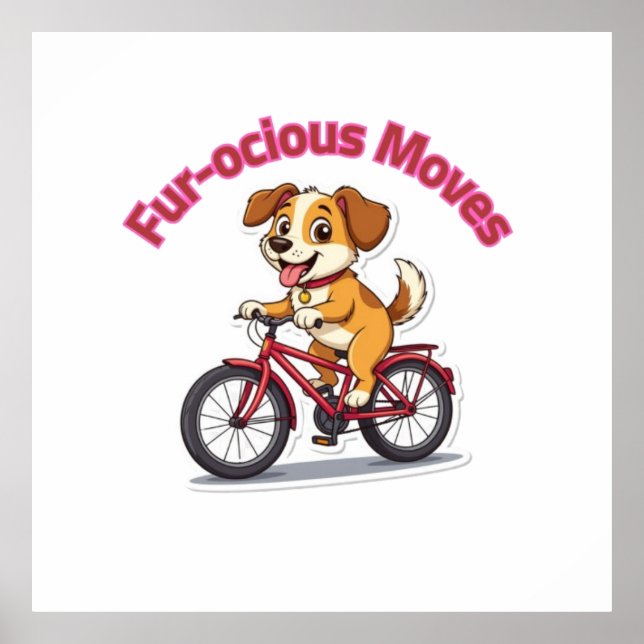 **Funny Cycling Dog – Cute Dog Riding a Bicycle Il Poster (Framsidan)