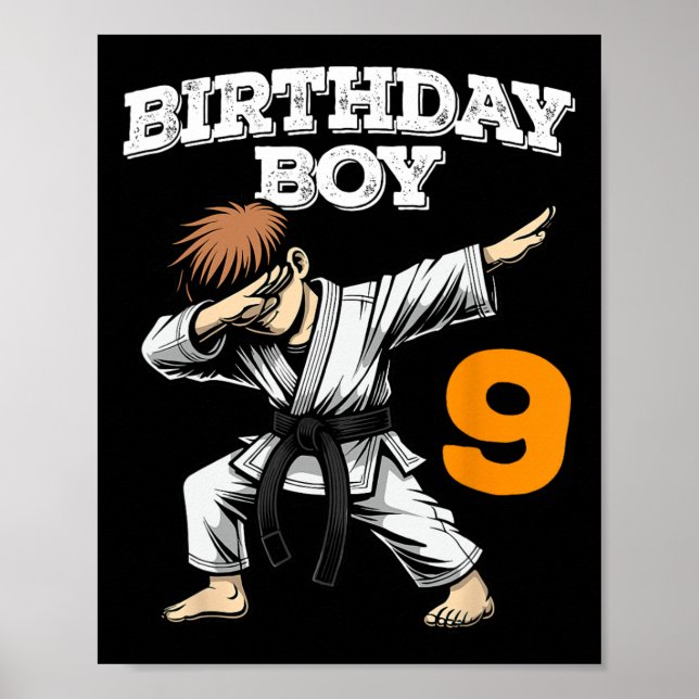 Funny Dabbing 9:e födelsedag Karate 9-åring B Poster (Framsidan)