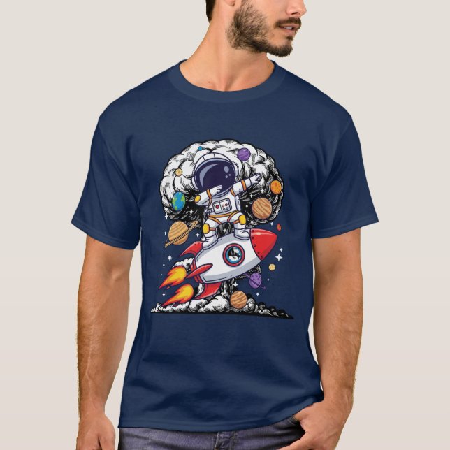 Funny Dabbing Astronaut Rocket Space Humor Design T Shirt (Framsida)