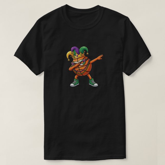 Funny Dabbing Basketball Ball Mardi Gras Jester  T Shirt (Design framsida)