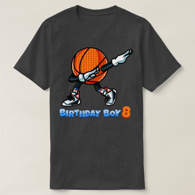 Funny Dabbing Basketball Boll 8:e födelsedagspojke T Shirt (Design framsida)
