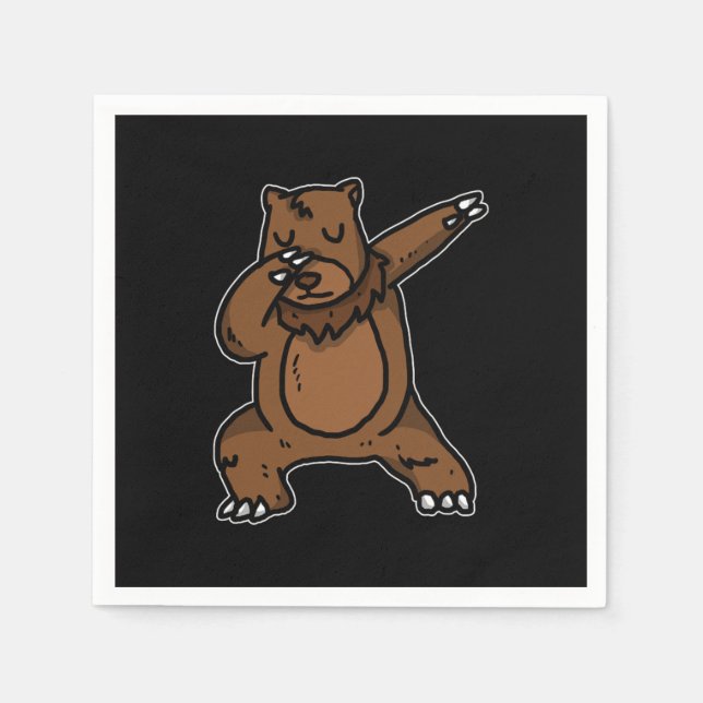 Funny Dabbing Bear Dab Dance White Brown Bear Gift Pappersservett (Framsidan)