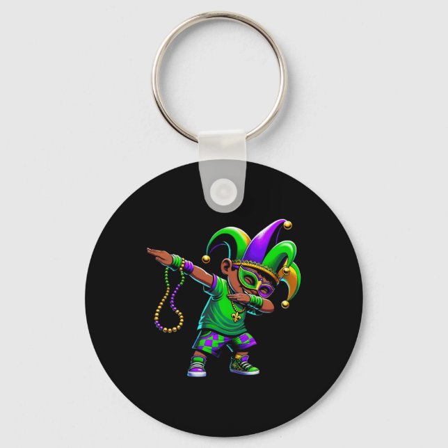 Funny Dabbing Boy Mardi Gras Carnival Parad Boy K Nyckelring (Framsida)
