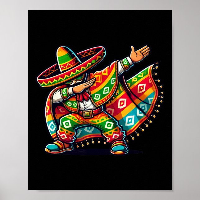 Funny Dabbing Boys Mexican Poncho Cinco De Mayo Poster (Framsidan)