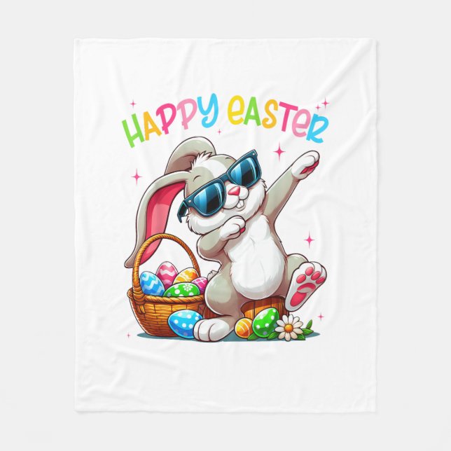 Funny Dabbing Bunny Easter Happy Easter for Boys G Fleecefilt (Framsidan)
