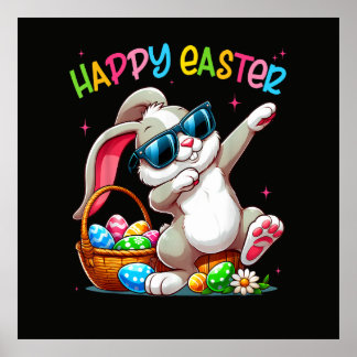 Funny Dabbing Bunny Easter Happy Easter Poster