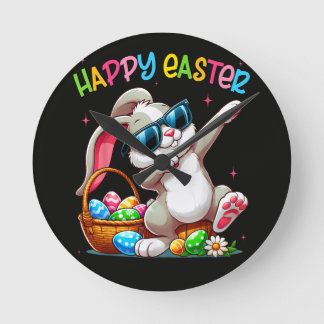 Funny Dabbing Bunny Easter Happy Easter Rund Klocka