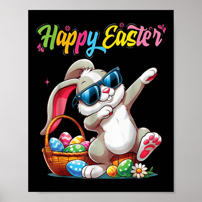 Funny Dabbing Bunny Påsk Glad påsk för boys G Poster (Framsidan)