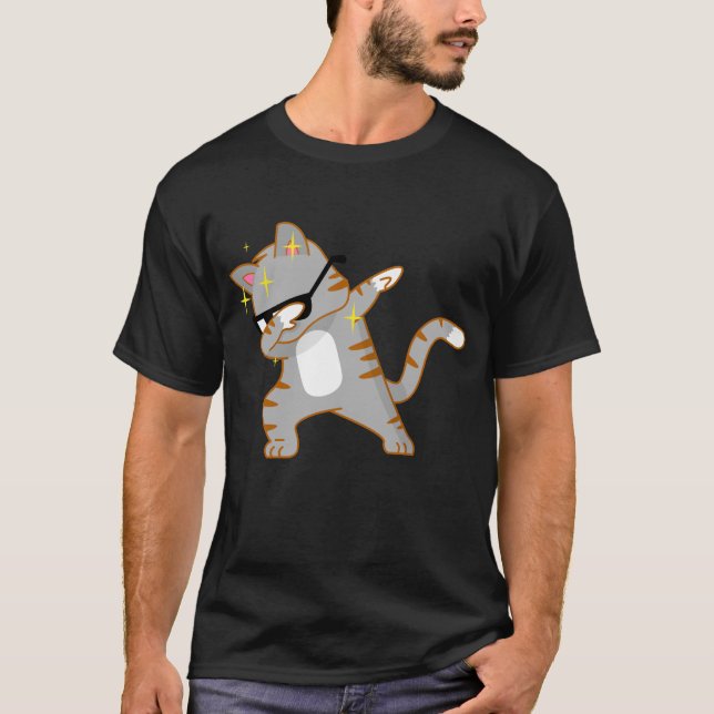 Funny Dabbing Cat Kitty with Shades Humor Shirt  T (Framsida)