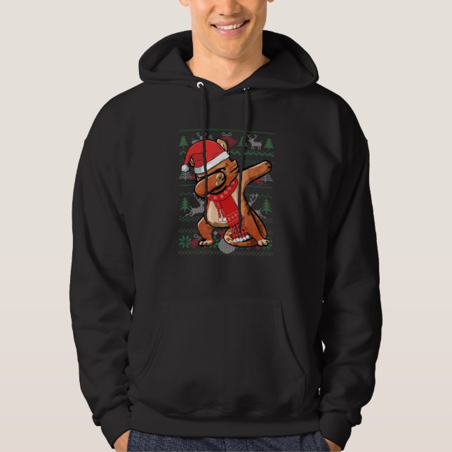 Funny Dabbing Cat Ugly jul Sweater Party Cos Hoodie (Framsida)