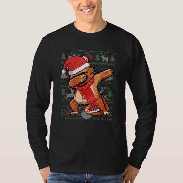 Funny Dabbing Cat Ugly jul Sweater Party Cos T Shirt (Framsida)
