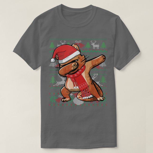 Funny Dabbing Cat Ugly jul Sweater Party Cos T Shirt (Design framsida)