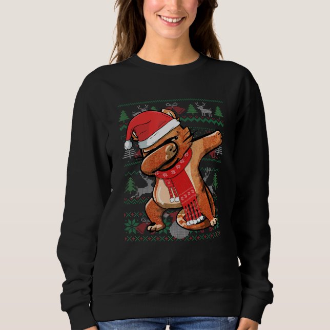 Funny Dabbing Cat Ugly jul Sweater Party Cos T Shirt (Framsida)