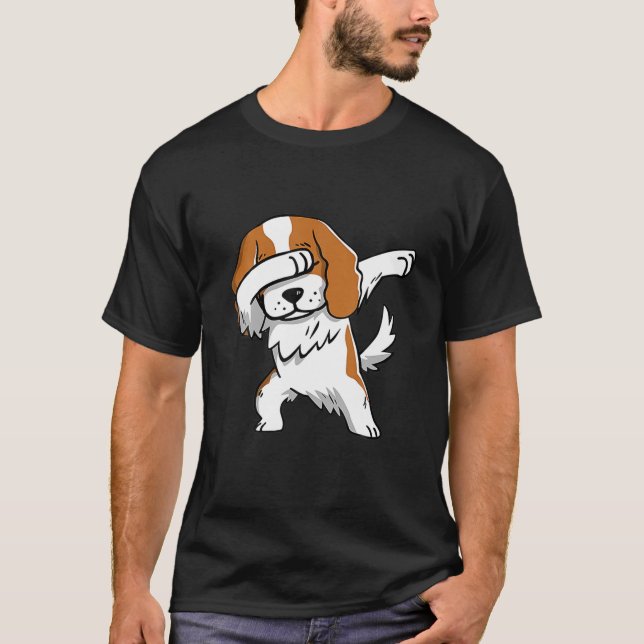 Funny Dabbing Cavalier Kung Charles Spain Hund Da T Shirt (Framsida)