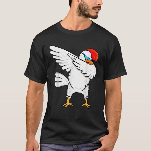 Funny Dabbing Chicken Älskare Coola Dab Party Gift T Shirt (Framsida)