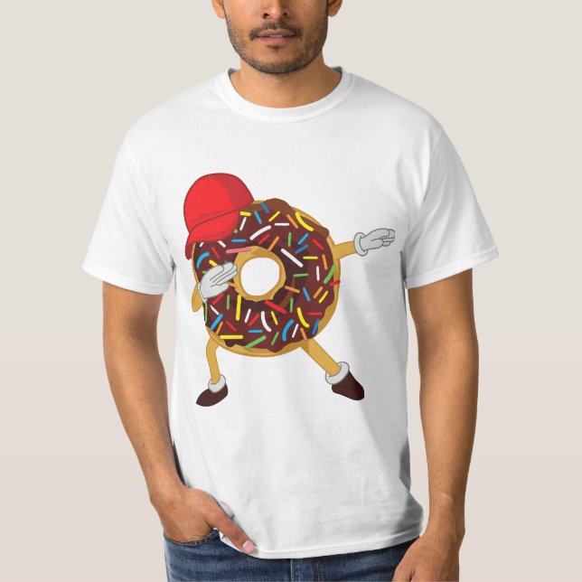 Funny Dabbing Chocolate Sprinkles Donut T Shirt (Framsida)