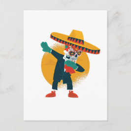 Funny Dabbing CincoDeMayo Skeleton Sugar Skull Vykort