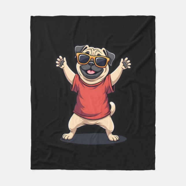 Funny Dabbing Dab Pug Pets Dance Animal Puppy Fleecefilt (Framsidan)