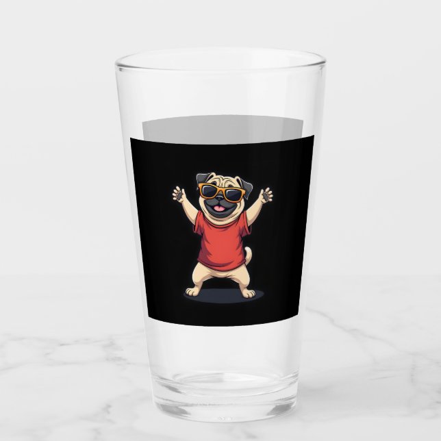 Funny Dabbing Dab Pug Pets Dance Animal Puppy Glaskopp (Framsida)