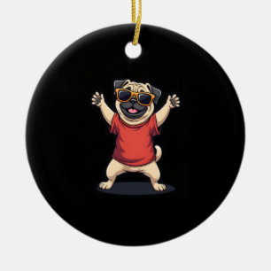 Funny Dabbing Dab Pug Pets Dance Animal Puppy Julgransprydnad Keramik