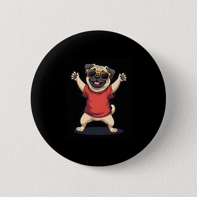 Funny Dabbing Dab Pug Pets Dance Animal Puppy Knapp (Framsida)