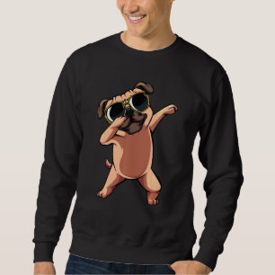 Funny Dabbing Dab Pug Pets Dance Animal Puppy Lång Ärmad Tröja