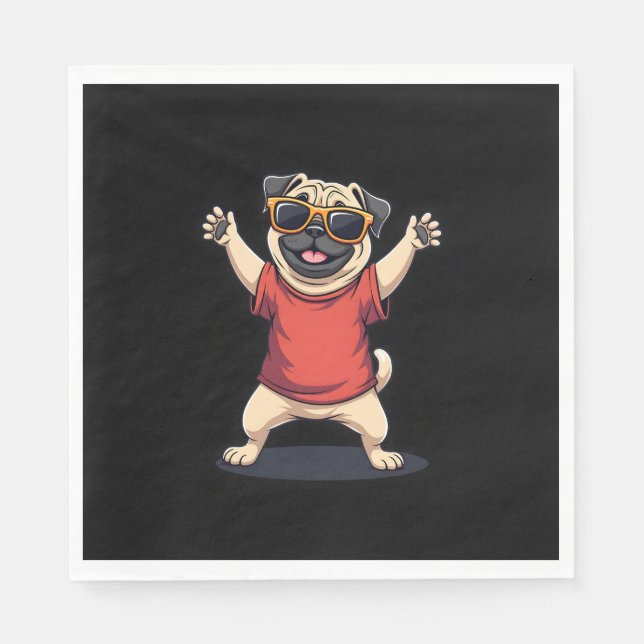Funny Dabbing Dab Pug Pets Dance Animal Puppy Pappersservett (Framsidan)