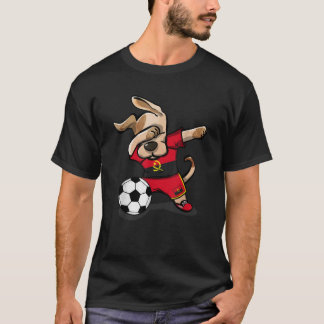 Funny Dabbing Dog Angola Soccer Angolan Flag Footb T Shirt