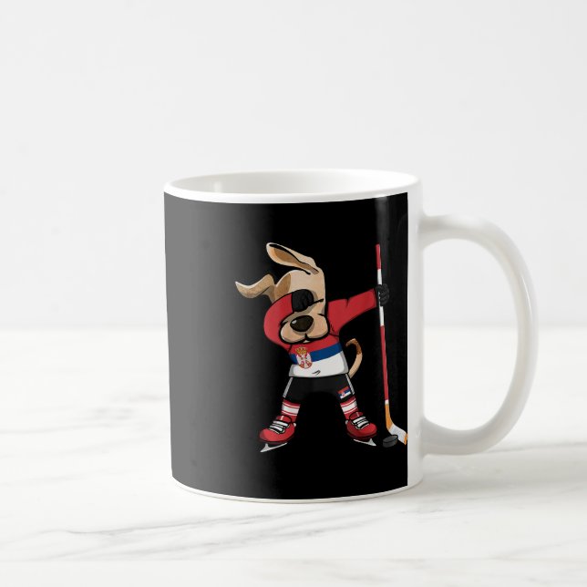 Funny Dabbing Dog Serbia Ice Hockey Fans Jersey Da Kaffemugg (Höger)
