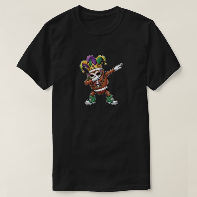 Funny Dabbing football Ball Mardi Gras Jester Hat  T Shirt (Design framsida)