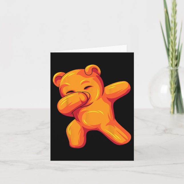 Funny Dabbing Gummy Bear Dancing Gummy Bear Birthd Kort (Framsida)